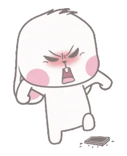 😡 marah, kesal, kartun, kelinci, jengkel, frustrasi whatsapp sticker