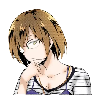 🧐 Аниме, Женщина, Очки, Думает, Портрет, Мультфильм telegram sticker