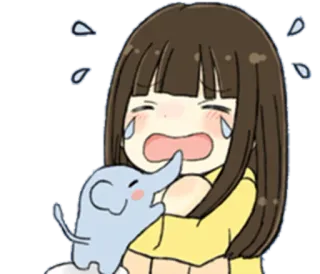 😭 chorando, menina, elefante, triste, desenho animado, lágrimas, emocional telegram sticker
