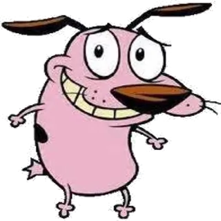 😁 Courage Courage the Cowardly Dog cartoon, dog, Courage the Cowardly Dog, Courage, animated, fearful, pink dog telegram sticker