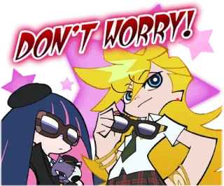 👍 DON'T WORRY! anime, glasses, pink, stars, cartoon, girls telegram sticker
