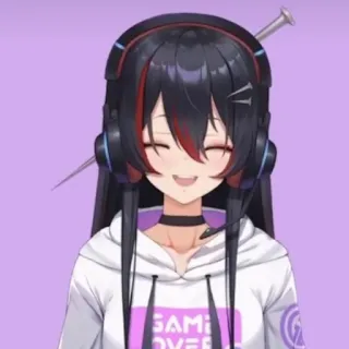 👻 GAME OVER anime meisje, gamer, game over, headset, vtuber whatsapp sticker
