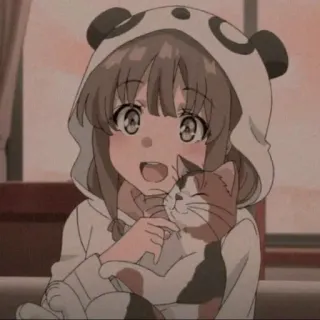 🥯 Anime, Menina, Gato, Fofo, Desenho animado, Panda, Moletom com capuz telegram sticker