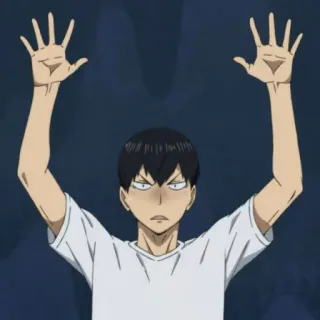 🤷 Tobio Kageyama Haikyuu!! Anime, Haikyuu, Kageyama, Charakter, Frustriert, Hände hoch telegram sticker