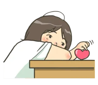 😔 스티커, 소녀, 하트, 사랑, 만화, 슬픈 whatsapp sticker