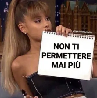 😡 NON TI PERMETTERE MAI PIÙ ariana grande, italiano, meme, señal, enojado, advertencia whatsapp sticker