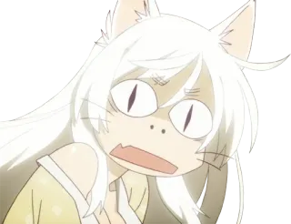 😨 anime, catgirl, surprised, shocked, funny, kawaii telegram sticker