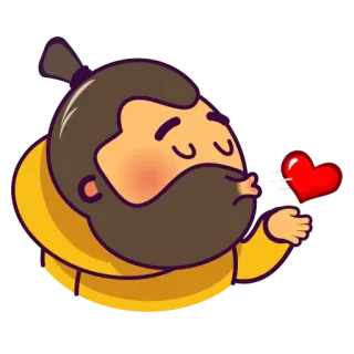 😘 desenho animado, homem, barba, amor, coração, beijo telegram sticker