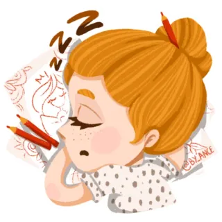 😴 ZZZ dormir, fille, crayon, rêve, dessin animé, fatigué, sommeil whatsapp sticker