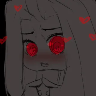 ❤️ garota anime, olhos vermelhos, corações, desenho animado, expressão, fofa telegram sticker