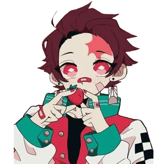 🍓 Tanjiro Kamado Demon Slayer Anime, Diệt Quỷ, Tanjiro, Kamado, dâu tây, dễ thương, Manga telegram sticker