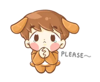 😢 PLEASE~ cartoon, dog, sad, begging, cute, puppy eyes, pleading telegram sticker