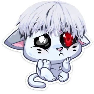 😔 Anime, Kot, Słodkie, Manga, Zwierzę, Kawaii telegram sticker