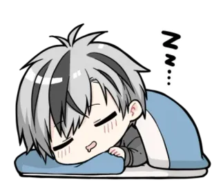 🌟 Zzzz Anime, Dormir, Chibi, Mignon, Repos, Oreiller, Couverture telegram sticker