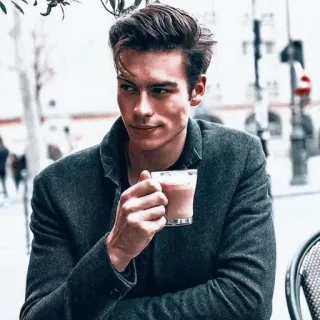 🌐 homem, café, retrato, masculino, bebida, pessoa whatsapp sticker