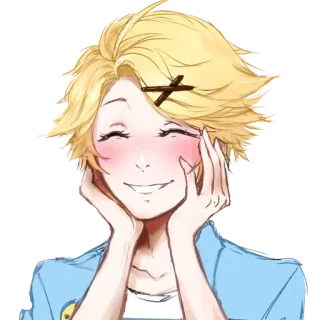 😚 anime, rubia, sonriendo, lindo, personaje, ilustración, manga telegram sticker
