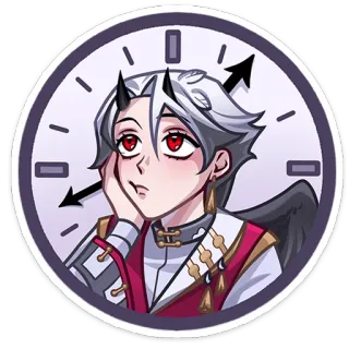 🥱 anime, manga, demon, horns, clock, waiting, thinking telegram sticker