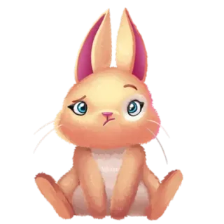 😕 토끼, 귀여운, 만화, 동물, 스티커 telegram sticker