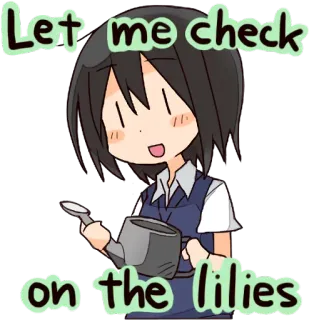 🌺 Let me check on the lilies lírios, jardinagem, anime, fofo, chibi, regador telegram sticker