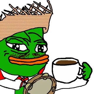 ☕ Pepe the Frog pepe, kikker, koffie, tamboerijn, meme, internet meme telegram sticker