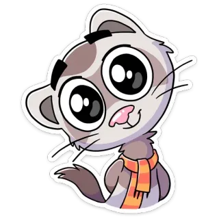 😊 fret, dier, cartoon, schattig, sticker, sjaal telegram sticker