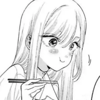 😋 Anime, Manga, Fille, Nourriture, Baguettes, Manger telegram sticker