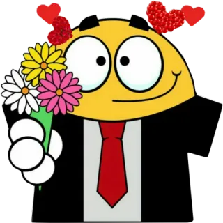🌹 絵文字, 漫画, 花, ハート, 愛, スーツ, ネクタイ telegram sticker