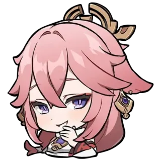 😼 Yae Miko Genshin Impact yae miko, genshin impact, animé, jeu vidéo, personnage, cheveux roses whatsapp sticker