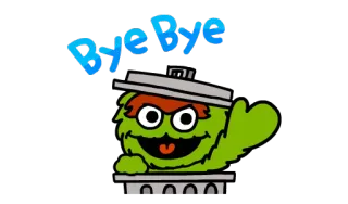 👋 Oscar the Grouch Sesame Street Bye Bye ออสก้าร์, เซซามีสตรีท, บ๊ายบาย, ถังขยะ telegram sticker