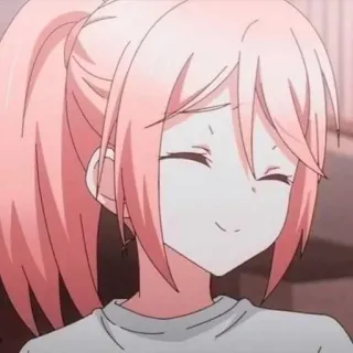 🙂 dziewczyna anime, różowe włosy, uśmiechnięta, kreskówka, manga telegram sticker