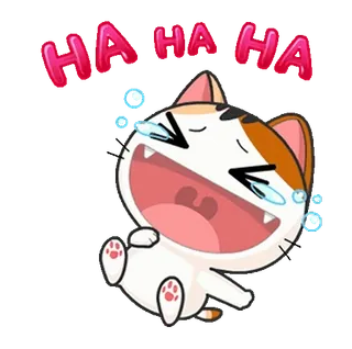 🤣 HA HA HA mèo, cười, hài hước, haha, meme, emoji telegram sticker