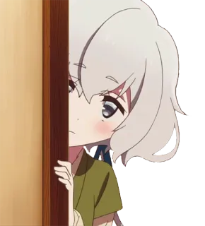 👀 Аниме, Персонаж, Подглядывать, Смотрящий, Девушка, Дверь telegram sticker