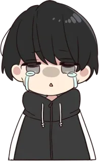 👣 애니메이션, 슬픈, 우는, 치비, 귀여운, 귀여운 telegram sticker