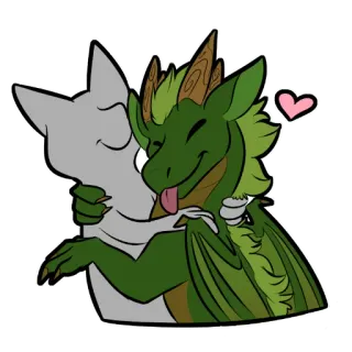 😍 Drache, Katze, Umarmung, Zuneigung, Fantasy, Tier, Freundschaft telegram sticker