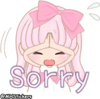 😓 Sorry scuse, carino, ragazza, rosa, cartone animato, anime telegram sticker
