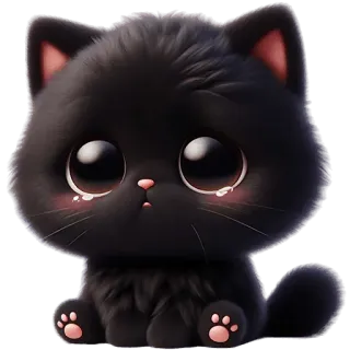 🥺 кот, котенок, милый, очаровательный, черный кот, плачет, грустный telegram sticker