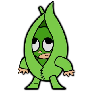 😮 горох, овощ, мультфильм, персонаж, зеленый whatsapp sticker