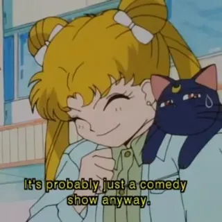 🤣 Sailor Moon It's probably just a comedy show anyway. Anime, Kartun, Komedi, Kucing, Luna whatsapp sticker