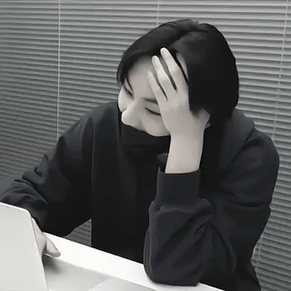 🥽 personne, triste, ennuyé, noir et blanc, ordinateur portable, stressé, frustré telegram sticker