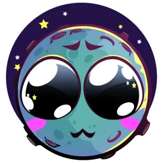 🤩 planeta, dibujos animados, kawaii, lindo, espacio, estrellas, luna whatsapp sticker