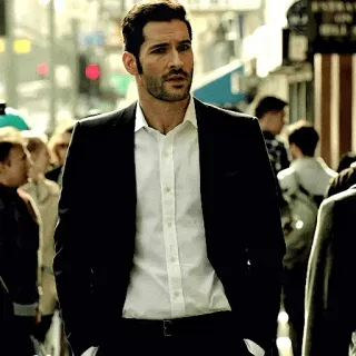 🤨 Lucifer Morningstar Lucifer Lucifer, Tom Ellis, com lê, người đàn ông, show truyền hình telegram sticker