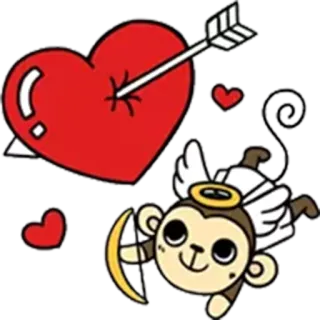 💘 cupido, mono, corazón, flecha, amor, San Valentín, ángel telegram sticker