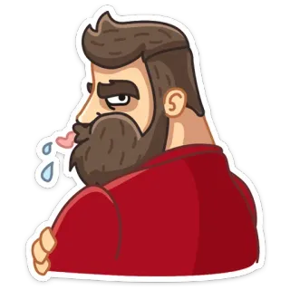 😝 hombre, beso, barba, dibujos animados whatsapp sticker
