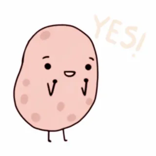 💭 YES! aardappel, cartoon, schattig, blij, ja whatsapp sticker
