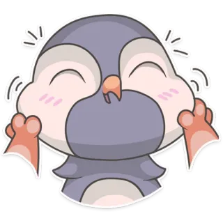 🐧 귀여운, 펭귄, 동물, 만화, 행복한, 이모티콘, 카와이 telegram sticker