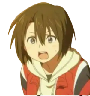 😱 anime, cartoon, shocked, surprised, red jacket, portrait telegram sticker