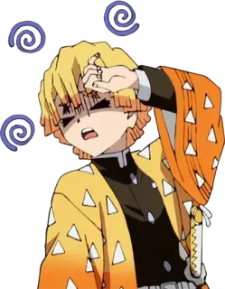 😣 Zenitsu Agatsuma Demon Slayer anime, character, worried, yellow, demon slayer, zenitsu telegram sticker