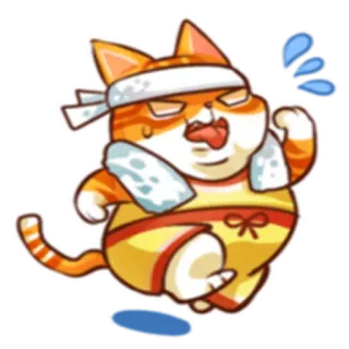 🏃‍♂ kat, cartoon, rennen, sporten, zweet, moe, uitgeput telegram sticker