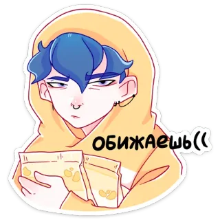 😐 обижаешь(( Desenho animado, Anime, Triste, Lanche, Moletom com capuz, Cabelo azul whatsapp sticker