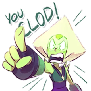 😤 Peridot Steven Universe YOU CLOD! Dessin animé, En colère, Vert, Péridot, Alien whatsapp sticker